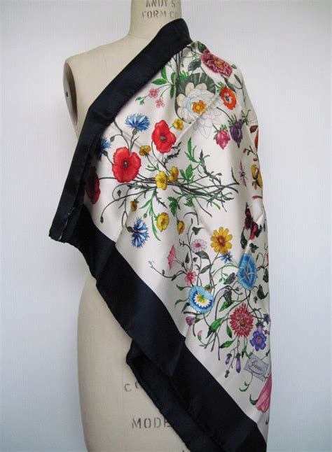 gucci flora scarf black|gucci floral scarf vintage.